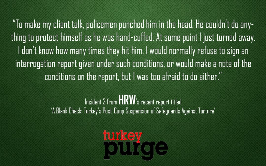 Human Rights Watch: Turkish lawyer afraid to complain about tortured client