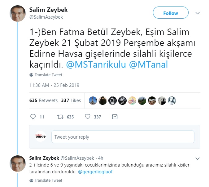 Turkish man abducted by gunmen at toll station in Edirne: wife