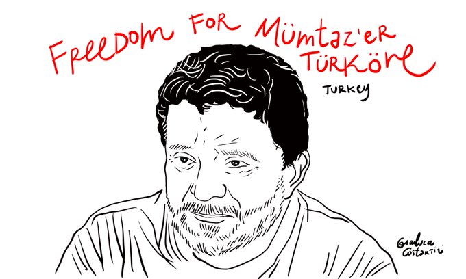 Italian cartoonist portrays purge-victim political scientist Mümtaz’er Türköne